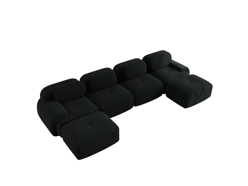 Canapé modulable, canapé de salon, en velours, noir, sans montage, sans structure, chambre, pour salon - Conforama B