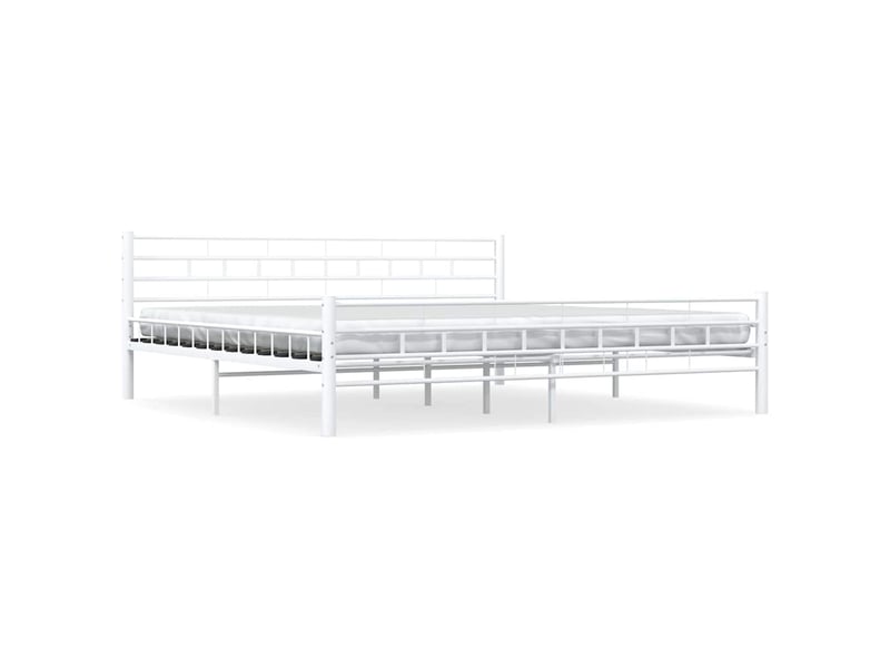  Lit double- lit adulte -  cadre de lit sans matelas blanc métal 200x200 cm  - Conforama A