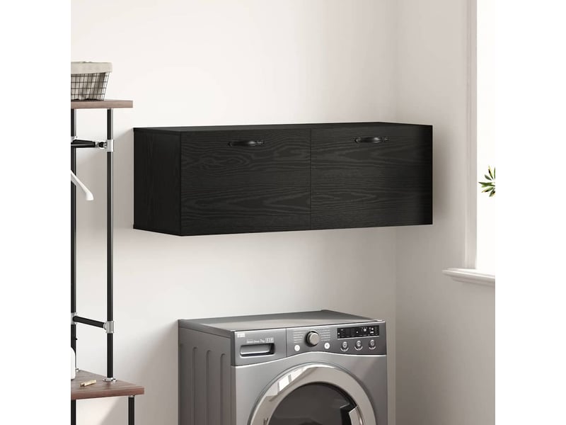  Armoire murale salon 100x36,5x35cm bois d'ingénierie chêne noir shl3748  - Conforama B