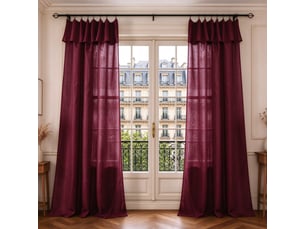 Lot de 2 voilages ajustables + 8 anneaux pince 140 x 270 cm evasion polyester effet lin