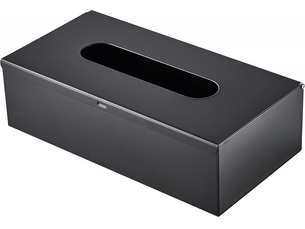 Couvercle de boîte à mouchoirs en acier inoxydable – convient pour les chambres, salles de bain, etc. – 1 pièce, noir