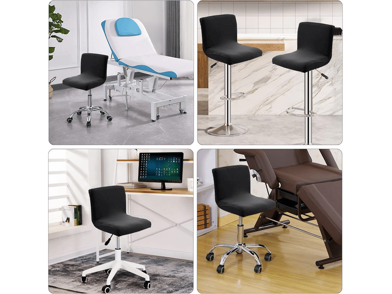  Housses élastiques pour tabourets de bar, lot de 2 housses pour chaises de salle à manger, housses de tabourets de bar unies, noires XLH-ZLS-009215ZLS - Conforama E