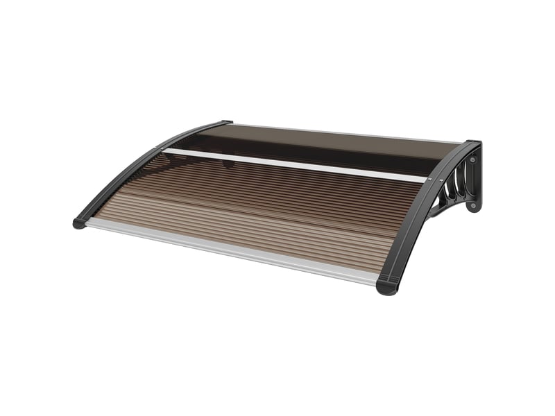  Auvent extérieur imperméable et anti-uv, en pc, pp et aluminium, 75 x 100 x 23 cm, marron et noir  - Conforama B