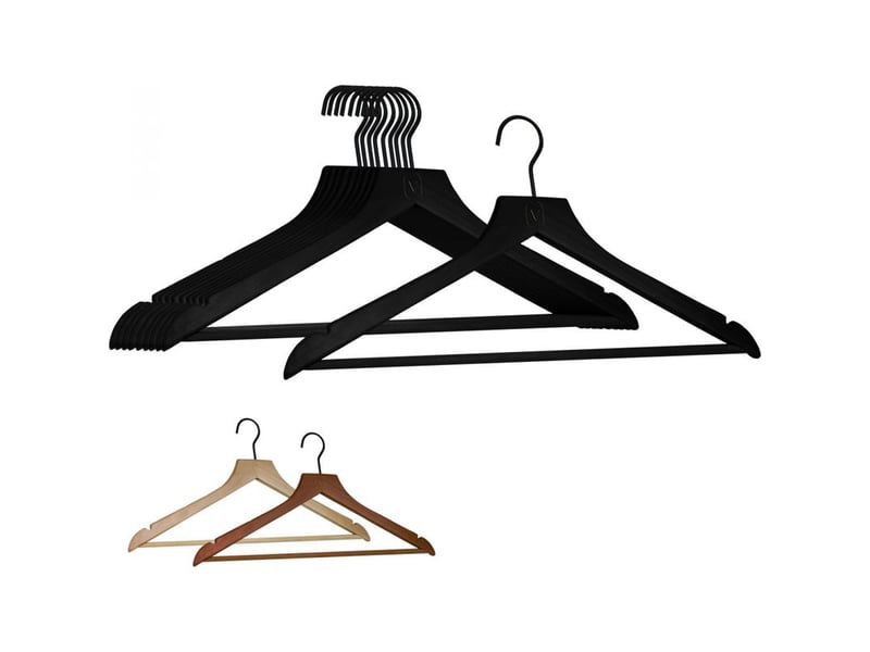  Lot de 20 cintres 44.5 cm pour vêtements adulte premium avec crochet pivotant à 360° - noir - vivezen  - Conforama A
