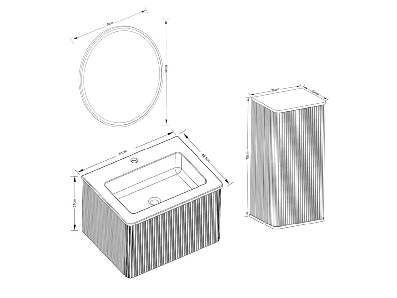  Meuble rangement salle de bain suspendu avec miroir led et lavabo coloris chene homvra  - Conforama E