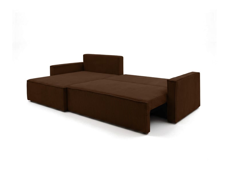  Farah - canapé d'angle max réversible et convertible 5 places accoudoirs slim en velours côtelé  - Conforama C