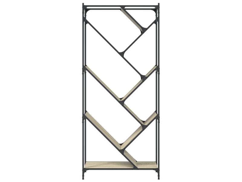  Bibliothèque, meuble de rangement salon chêne sonoma 79x30x180 cm bois ingénierie et métal  - Conforama E