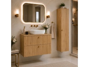 Meuble colonne suspendu de salle de bain bello chêne craft 35 × 136 cm