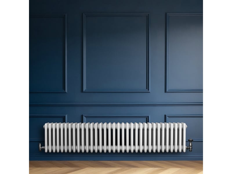 Radiateur traditionnel à 4 colonnes & vannes 300 x 1505 mm en acier carbone blanc chauffage central horizontale monté sur mur [brosse de nettoyage & 40568 - Conforama D