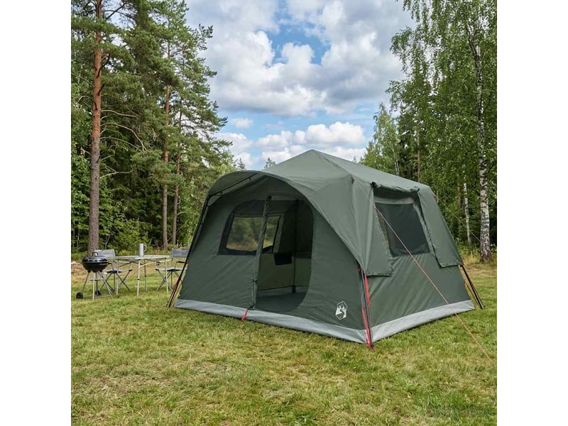 Tente instantanée, tente de camping 8 personne vert armée polyester et acier - Conforama B