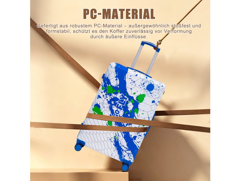 Valise rigide 28 pouces 50,5 x 29 x 76,5 cm – bleu – roulettes 360°, serrure à combinaison, coque pc - Conforama E