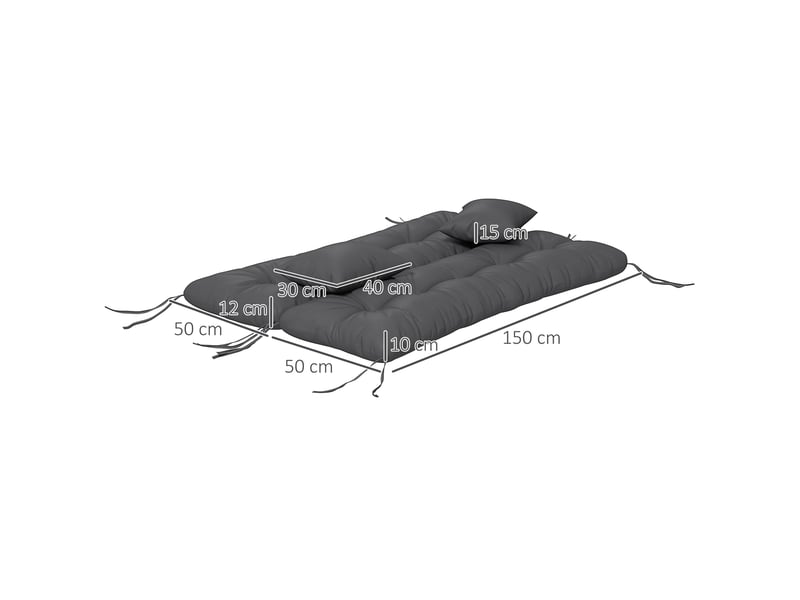  Ensemble de 4 coussins d'extérieur pour balancelle de jardin, 1 coussin d'assise coussins de dossier et 2 oreillers  - Conforama E