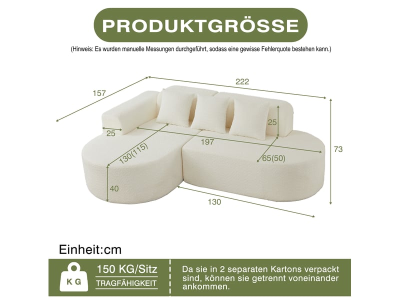  Canapé d'angle 3 places en tissu chenille beige  - Conforama C