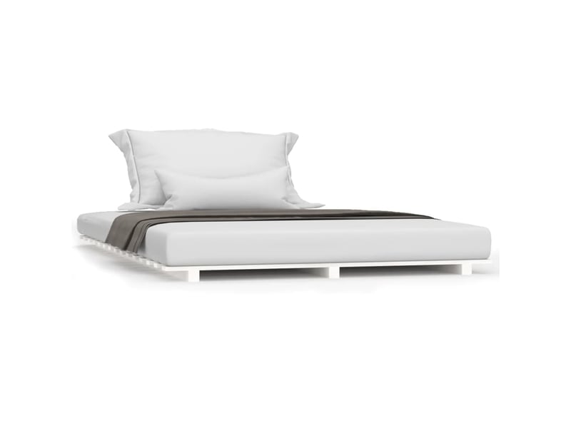  Lit double- lit adulte -  cadre de lit sans matelas blanc 135x190 cm bois de pin massif  - Conforama A