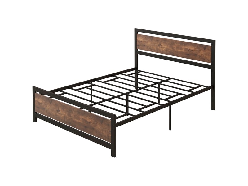  Cadre de lit double industriel avec sommier et tête de lit, compatible matelas 140 x 190 cm  - Conforama B