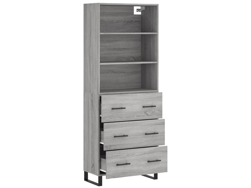  Buffet haut - bahut - meuble de rangement sonoma gris 69,5x34x180 cm bois d'ingénierie  - Conforama D