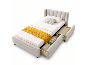 Lit simple 90x200 cm <strong></strong>  <strong></strong> coloris beige