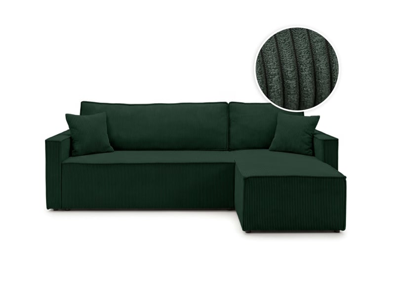  Farah - canapé d'angle reversible convertible 4 places accoudoirs slim velours cotelé  - Conforama A