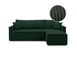 Canapé d'angle réversible convertible LOUNGITUDE FARAH 4 places Velours côtelé Vert foncé