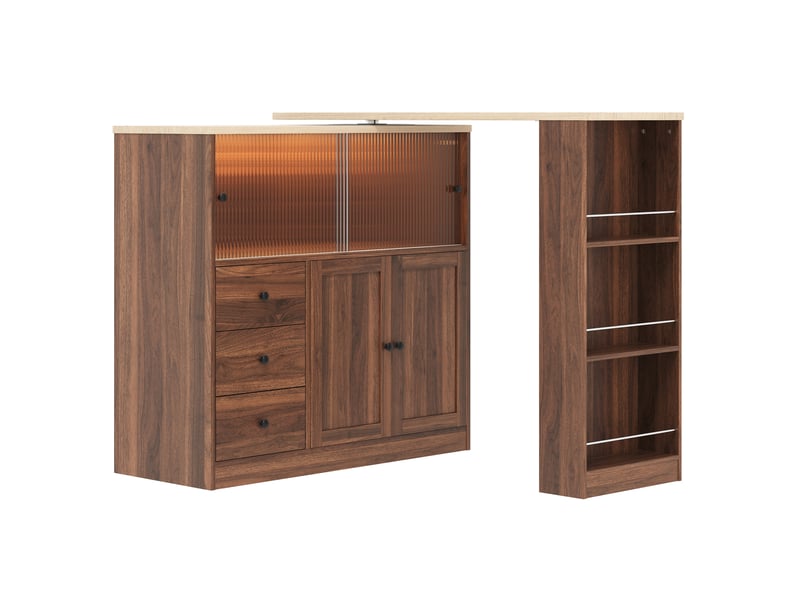  Îlot de cuisine extensible 172x40x96 cm avec rangement en mdf naturel  - Conforama E
