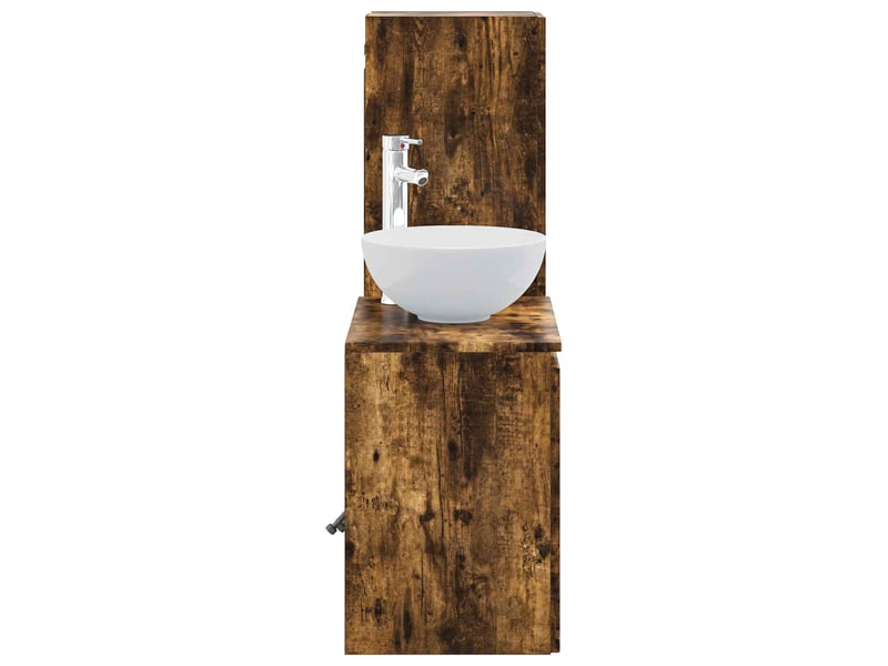  Ensemble de mobilier de salle de bain 2 pcs chêne fumé shl6556  - Conforama D