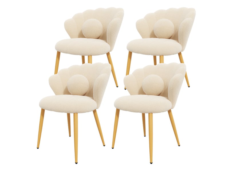  Lot de 4 chaises – rembourrées – pieds en métal doré – beige  - Conforama A