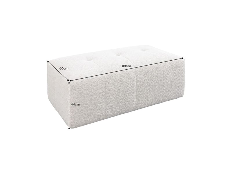  Canapé + pouf imperia blanc champagne capitonné – canapé modulable en tissu bouclette  - Conforama D