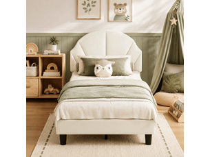 Lit simple 90x190 cm YELENARO coloris beige