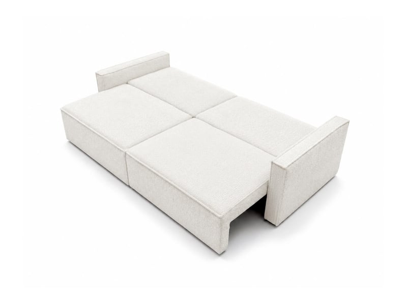  Farah - canapé droit 3 places convertible accoudoirs slim en tissu bouclettes généreuses  - Conforama C