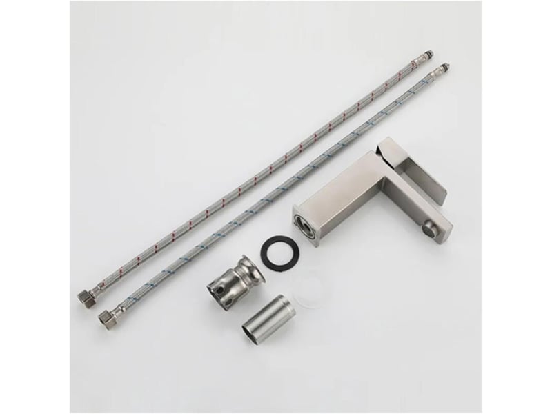  Robinet mitigeur de lavabo monté sur comptoir en laiton pour eau chaude et froide (couleur : argent)  - Conforama C