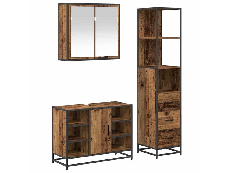  Ensemble de mobilier de salle de bain 3 pc bois ancien cf64267  - Conforama A