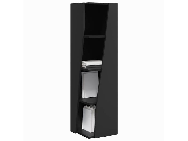  Meuble d'angle, meuble de rangement salon 27,5x27x102cm bois d'ingénierie noir  - Conforama C