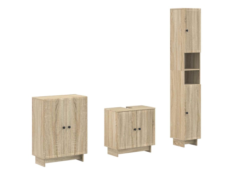 Ensemble de meuble de salle de bain 3 pièces ede chêne sonoma cf63413 - Conforama D