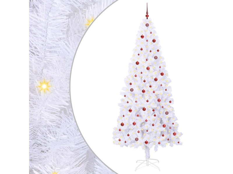  Sapin de noël artificiel, arbre de noël avec 300 led blanc 240 cm pvc et acier shl7888  - Conforama A