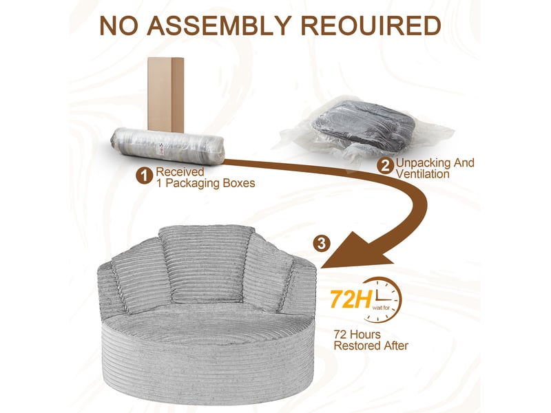  Fauteuil rond 1 place en velours côtelé orange, assise profonde et confort nuage pour salon ou chambre  - Conforama D