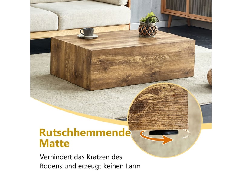  Table basse 90 x 50 x 30 cm forme rectangulaire aspect bois mdf pieds antidérapants style luxe moderne  - Conforama E