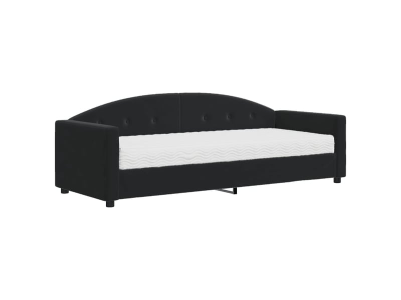  Lit simple- lit adulte -  lit de jour avec matelas noir 80x200 cm velours  - Conforama A