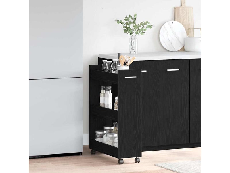  Armoire de rangement, armoire avec roue chêne noir 60 x 22 x 79 cm  - Conforama D