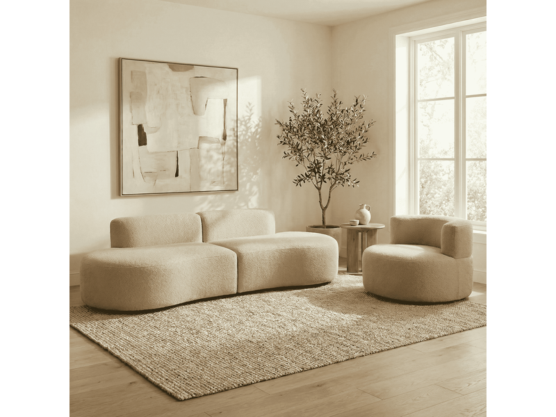 Pack lounge canapé et fauteuil - sable Pack Lounge beige et beige - Conforama E