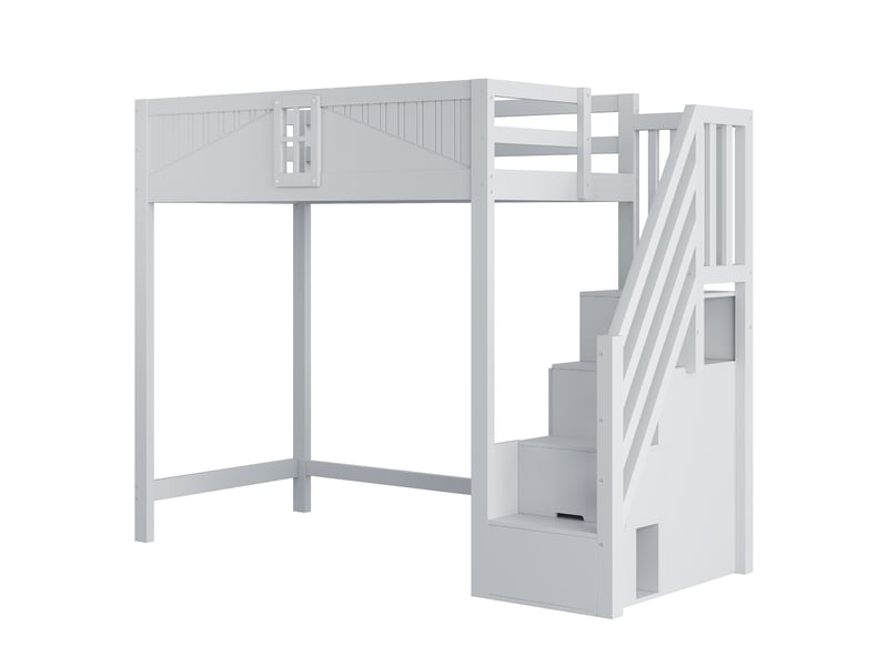  Lit superposé en bois gris 90x200 cm  - Conforama A