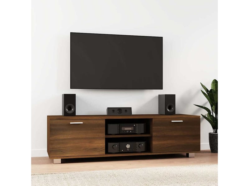  Meuble tv - banc tv - meuble de rangement chêne marron 140x40,5x35 cm bois d'ingénierie  - Conforama B