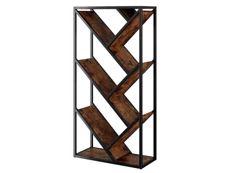  Bibliothèque forme arbre 8 niveaux en mdf et acier marron et noir 80x35x160 cm  - Conforama A