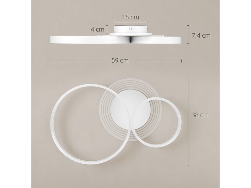  Plafonnier led 40 w, blanc, 3000 k4000 k6500 k, idéal pour chambre, salon, cuisine et salle à manger.  - Conforama C