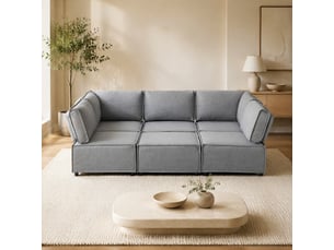 Canapé modulable d’angle modenvie 6 places convertible en lit 308 x 152 x 77 cm lin gris clair