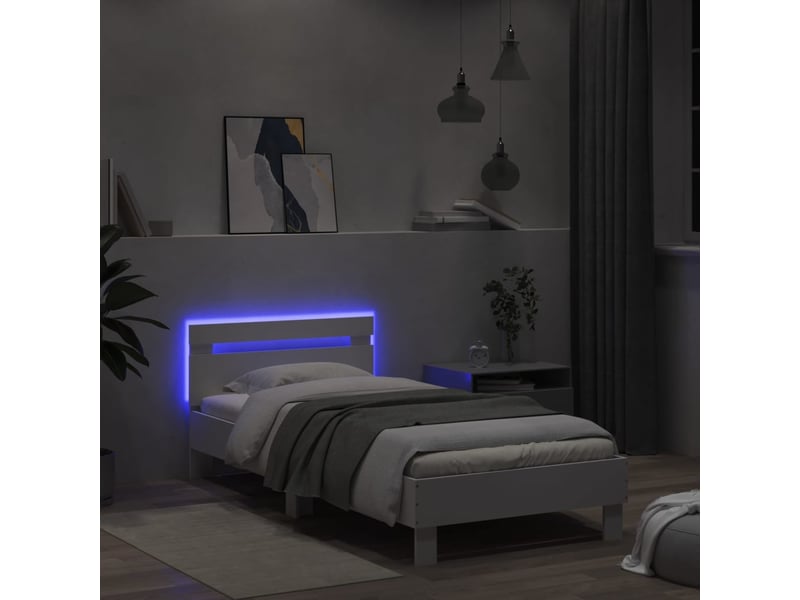 Lit simple- lit adulte - cadre de lit sans matelas avec lumières led blanc 100x200 cm - Conforama C