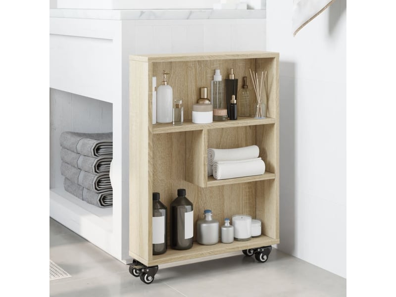  Chariot de rangement étroit chêne sonoma 48 x 13 x 68 cm bois d'ingénierie  - Conforama C
