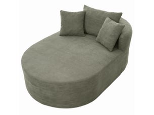 Fauteuil relax velours côtelé, fauteuil ovale vert sans montage, assise profonde 122 cm, design minimaliste pour salon et chambre.