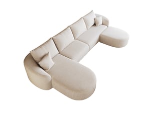 Canapé d’angle modulable 3 places 336 cm avec pouf, méridienne à gauche, sans structure rigide, sans montage, blanc