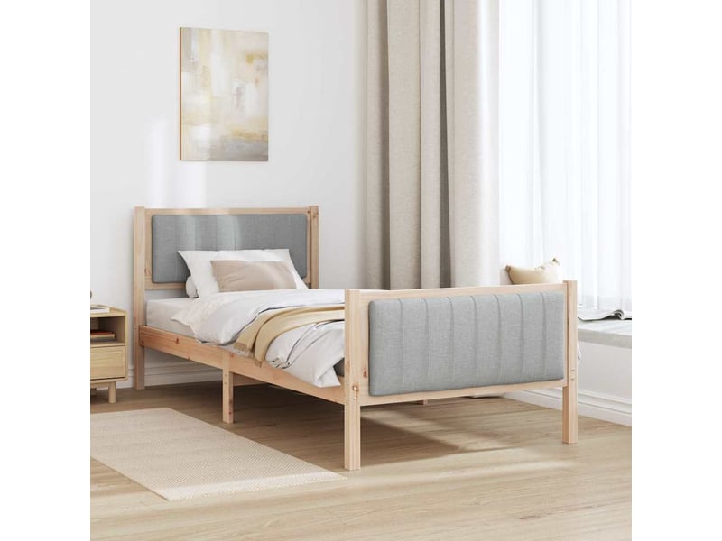 Lit simple- lit adulte - cadre de lit avec tête de lit marron et gris clair 90 x 200 cm - Conforama C
