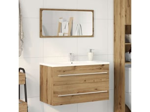 Meuble sous-vasque salle de bain en chêne massif 80x38.5x48cm bois d'ingénierie